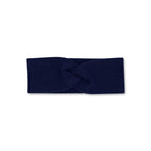 Product photo of a twisted indigo blue headband, set against a plain background.